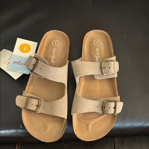 NWT Tan kids Double Strap Sandals size 1